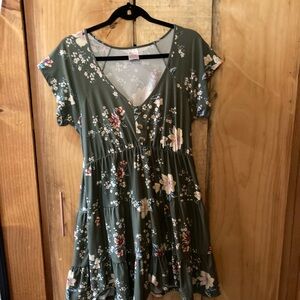 No Boundaries Green Floral Dress